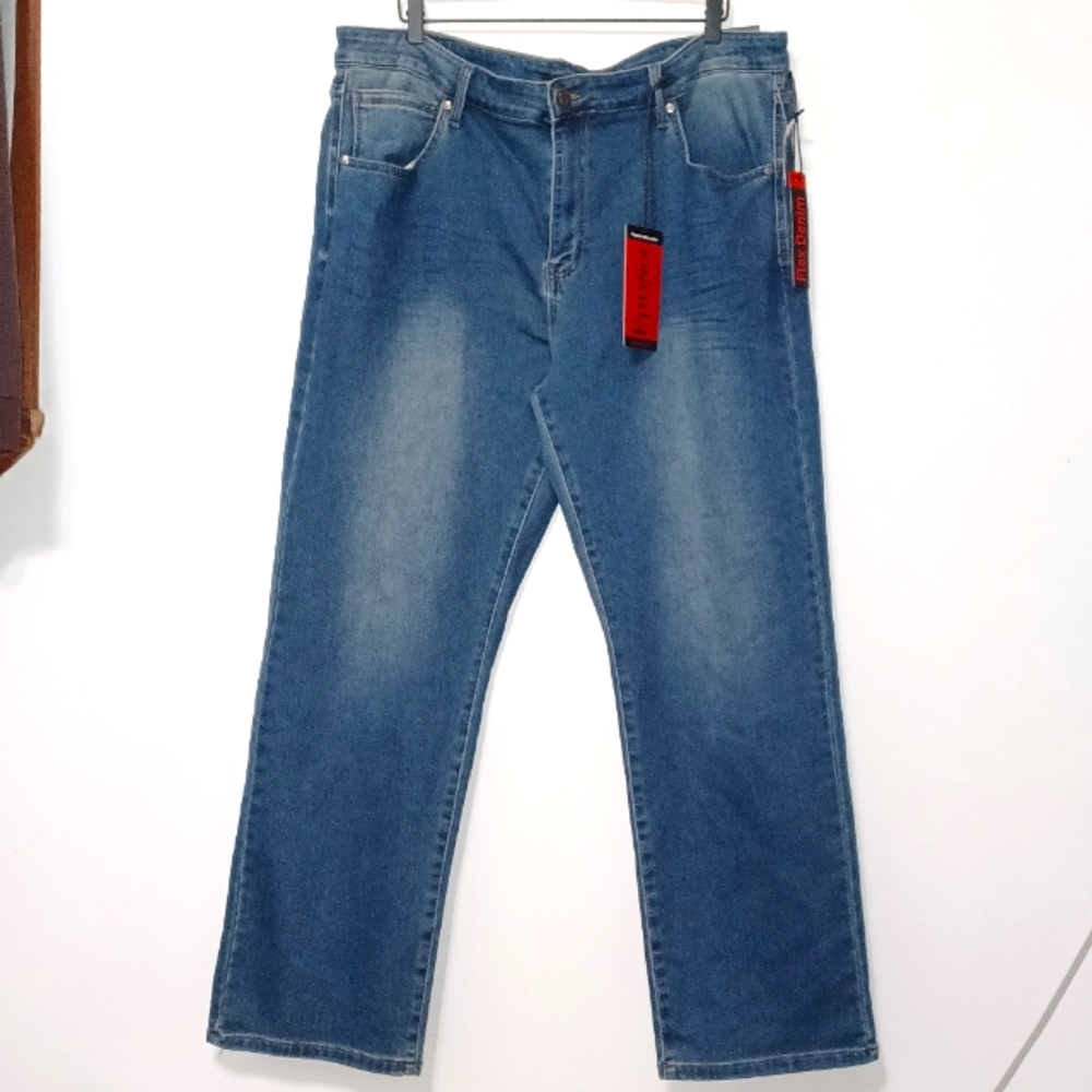 Men’s Classic Straight Flex Denim Jeans 44x32 Blue NWT